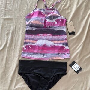 Nike pink and Black Tankini Set